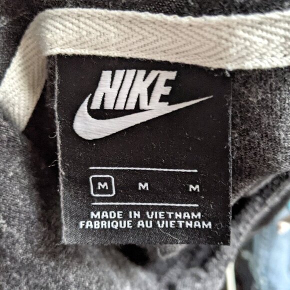 Nike Hoodie Organic Cotton Drawstring Hood Kangaroo Pocket Grey White Stretch - Picture 4 of 5